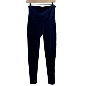 Spanx Navy Blue Velvet Leggings Shapewear Compression Size Large
